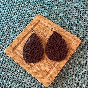Maurices faux brown leather drop earrings.